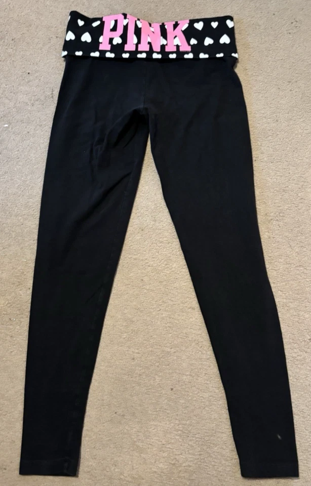 PANTALONES DE YOGA VINTAGE Y2K VICTORIAS SECRET ROSA CORAZÓN PLIEGUE S P. Foto 2 de 4