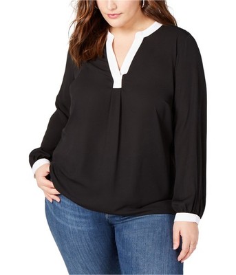 I.N.C Womens Colorblocked Pullover Blouse
