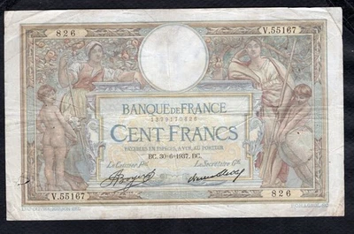100 Francs Luc Olivier Merson 30.6.1937 Etat TB - Photo 1/2