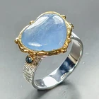 Unique ring 12 ct Natural Aquamarine Ring 925 Sterling Silver Size 8.5 /R469950