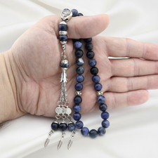 Natural Sodalite Stone 33 beads Islamic Prayer Beads Misbaha from Turkey 140002