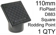 FloPlast D883 Square Rodding Point Eye 110mm Spigot Black Underground Drainage