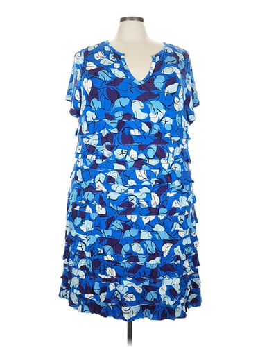 Colleen Lopez Women Blue Casual Dress 3X Plus