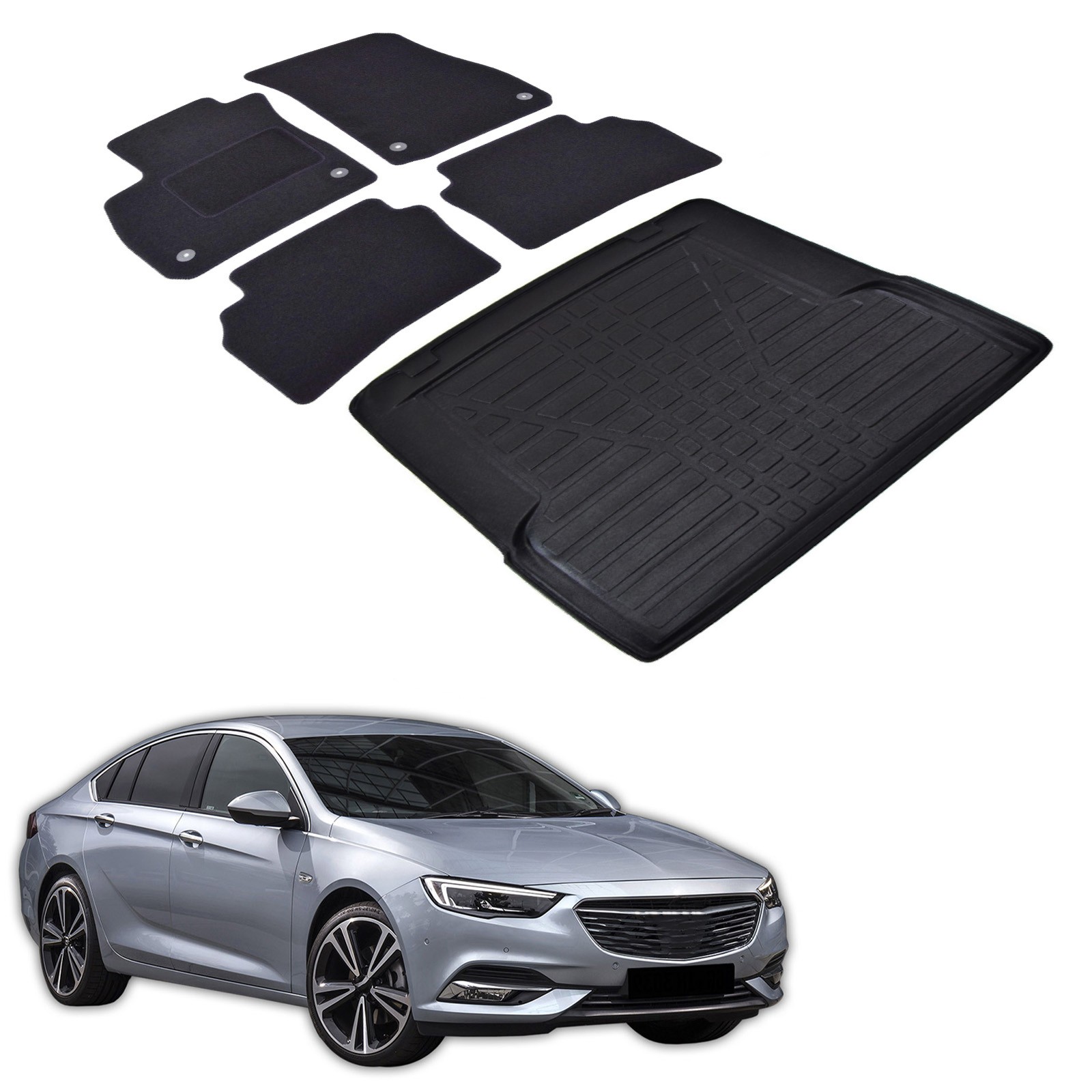 Tapis de sol Opel Insignia B Grand Sport et protection de coffre en moquette premium
