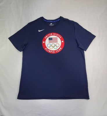 Nike Size XL Olympics Team USA Shirt Mens Blue Dri-Fit FN0864-451 Ca11
