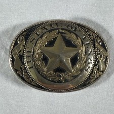 Vintage Lone Star The State of Texas Seal Brass Belt Buckle Tony Lama Collection