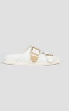 CHLOÉ  ‘ Rebecca' White Leather Sandals With GoldBuckles Size 7 EUR 40
