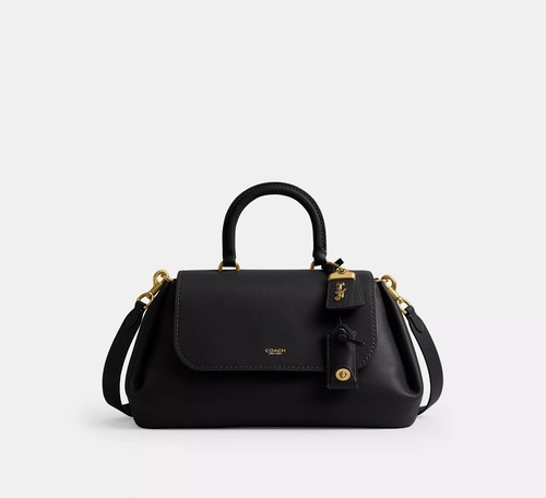 COACH CCC39 Slouchy Rogue Top Handle Bag Shoulder Bag Leather Black