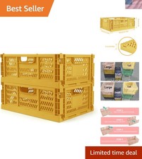 Durable 18L Plastic Crates - Foldable Stackable, Perfect for Home Office