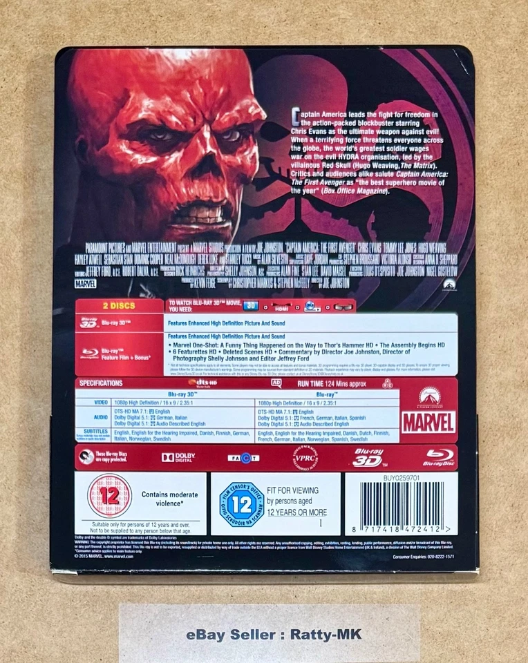 CAPTAIN AMERICA : THE FIRST AVENGER - (UK) 3D + 2D LENTICULAR BLU RAY STEELBOOK - Image 3 of 4