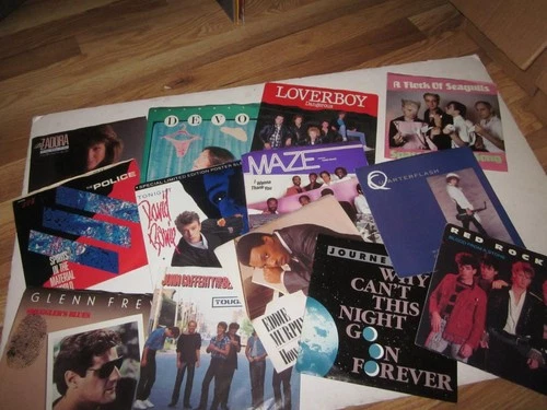 LOT OF 130 PICTURE SLEEVE 45'S VINYL RECORDS DAVID BOWIE QUEEN DEVO POLICE