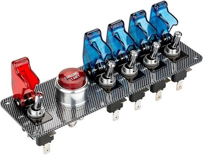 Jtron dc12v flip-up Ignition Switch Panel,5 in 1 car Engine 4 Blue 1 Red 
