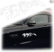 Running Horse Decal Sticker, 2-Piece Self-Adhesive Waterproof Win Color: White