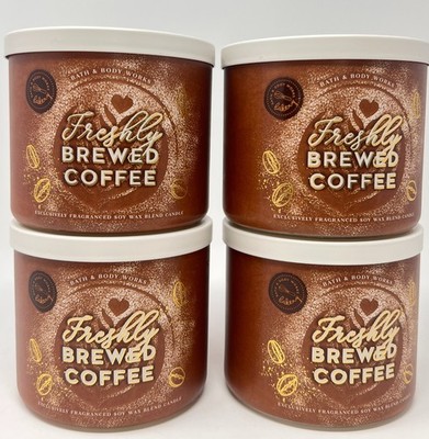 Lot of 4 Bath & Body Works FRESHLY BREWED COFFEE 3-Wick Candle Bakery Collection