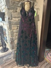 Jovani Black Galaxy Multi Burnout Gala Gown Dress sz 14 NWT SUPER SALE