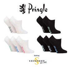 Womens Trainer Socks Plain Cotton Low Rise in Black or White 5 Pair Pack Pringle