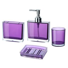 4pcs Purple Bathroom Accessories Set Includes Soap Dispenser Toothbrush Holder S