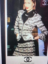 CHANEL 06C VINTAGE NEW TWEED LESAGE Black Ecru BRAIDED TRIM JACKET CC FR40-38 