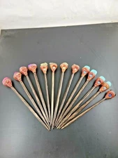 Natural Tumbled Healing Gemstone Crystal Wooden Hair Stick Pin Handmade Fashion