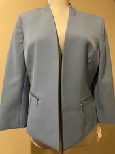 KASPER Womens Light Blue Blazer Jacket Shirt with Pockets NWT 119 - Sz 6