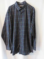 Daniel Cremieux Signature Coll Shirt Lg Slv Button Collar Navy Plaid XL #11800