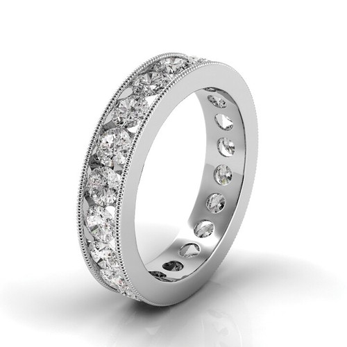 4ctw Round Diamond Channel Set Eternity Band 14K White Gold (G-H/VS2) - Picture 1 of 3