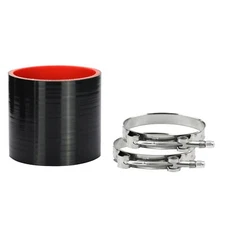 3" Straight ID Silicone Hose Coupler 76mm 4-Ply High Temp T-Bolt Clamp Included