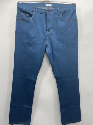 Blue Delta by Tom James Men's Custom Straight Leg Blue Stretch Pants ~36 x 32.5