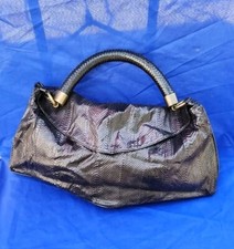 R&y Augousti Black Snakeskin Shoulder Bag Large Vtg Leather
