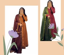 INDIAN FANCY RAYON PRINTED LACE WORK GOWN WITH DUPATTA