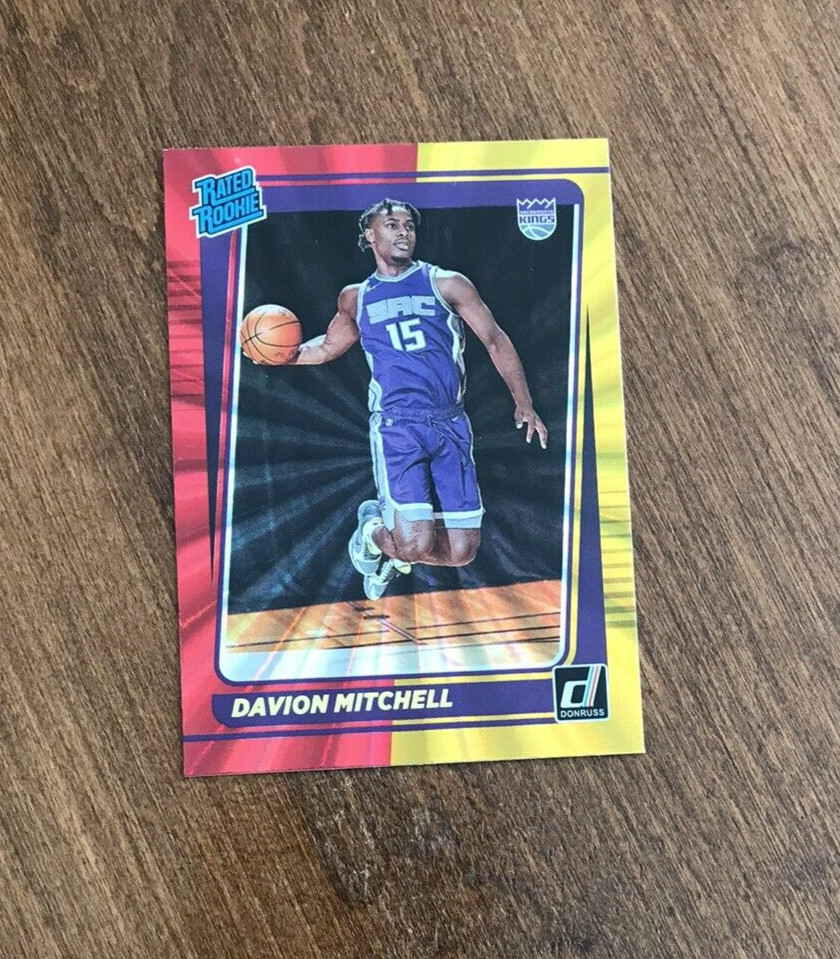 Davion Mitchell 2021-22 Donruss Rated Rookie Red Gold Laser #205 Kings Heat RC