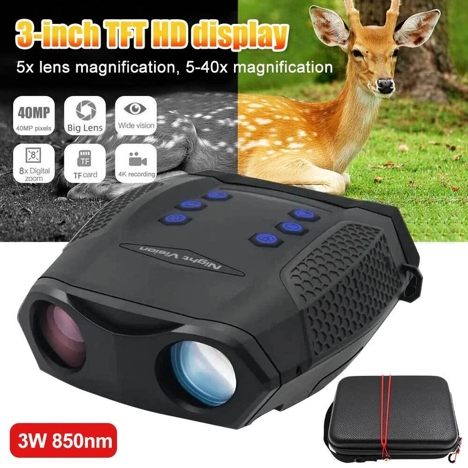 Infrared Night Vision Goggles Hunting Binoculars 850nm 5-40X Zoom IR Video CAM - Image 2 of 4