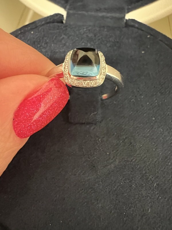 Fred of Paris Pain De Sucre Gold Diamond 0.15ct Topaz Ring Sz 6