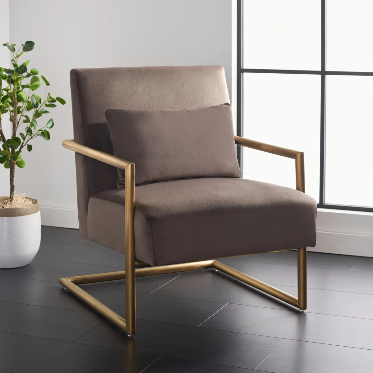 SAFAVIEH Konomi Arm Chair Dark Taupe eBay