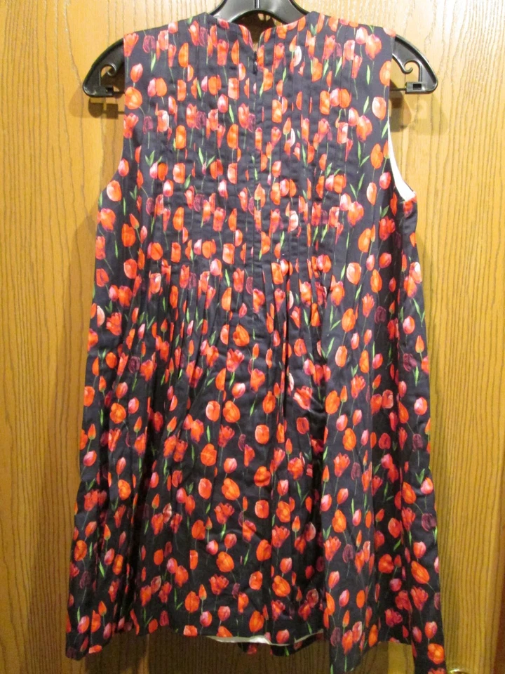 Oscar de la Renta Girl's Blue & Red Floral Cotton Sleeveless Dress 14Y - Image 4 of 4
