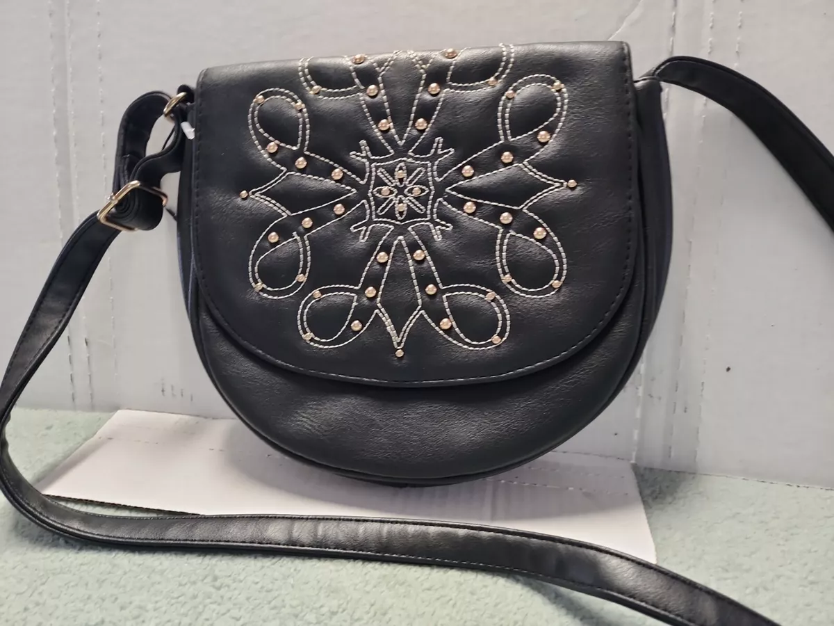 Butterfly Sign Black Italian Ladies Leather Handbag - Ivan Troy