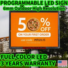 LED Sign Outdoor High Resolution P6 23"x38" Waterproof HD Pixel Pictures Videos