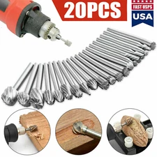 US 20x 1/8" Shank Tungsten Carbide Burr Rotary Drill Bits Tools Cutter Files Set