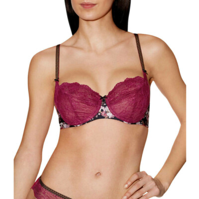 Soutien-gorge 85C (70C eu) balconnet Aubade Fleurs de Plaisir Ebène