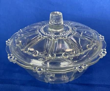 KIG Clear Glass Bowl & Cover Candy Dish Lidded Bowl 7" Vintage