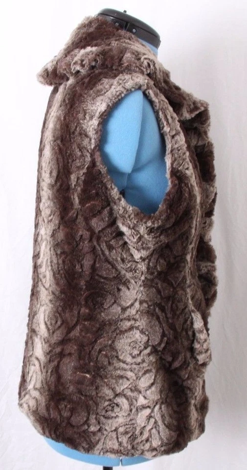 Chaleco Damselle New York Volantes Gancho Cierre Flor Rosas Marrón Imitación Piel Para Mujer M Foto 2 de 4