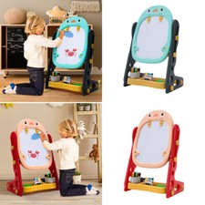 Kids Magnetic Whiteboard Children Art Easel Chalk Drawing Board w/ Storage Rack