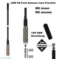 LKW CB Antenne nach Firestick M6 auf M5 60cm 5/8 &lambda; SCANIA VOLVO AXOR ACTROS TOP
