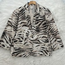 Chico's Women  s Animal Print Linen Blend Blazer Size 0 US Small 4 783