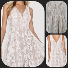 LULUS All of My Heart White Lace Skater Dress** Gorgeous Design Size XS**NWOT**