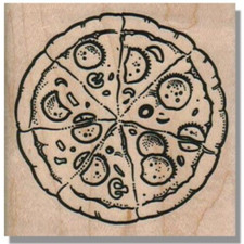 Wood Mounted Rubber Stamp, Pizza Pie, Food Stamp, Pizza, Pie Stamp, Food, Crafts