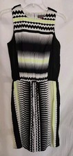 Vince Camuto Sleeveless Lined Dress Black White Lime Green Size 2