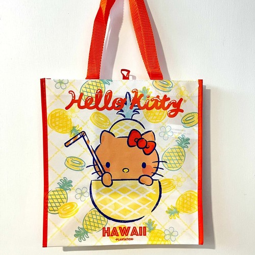NWT Hawaii Sun-tanned Hello Kitty Pineapples Reusable Grocery Shopping Tote Bag