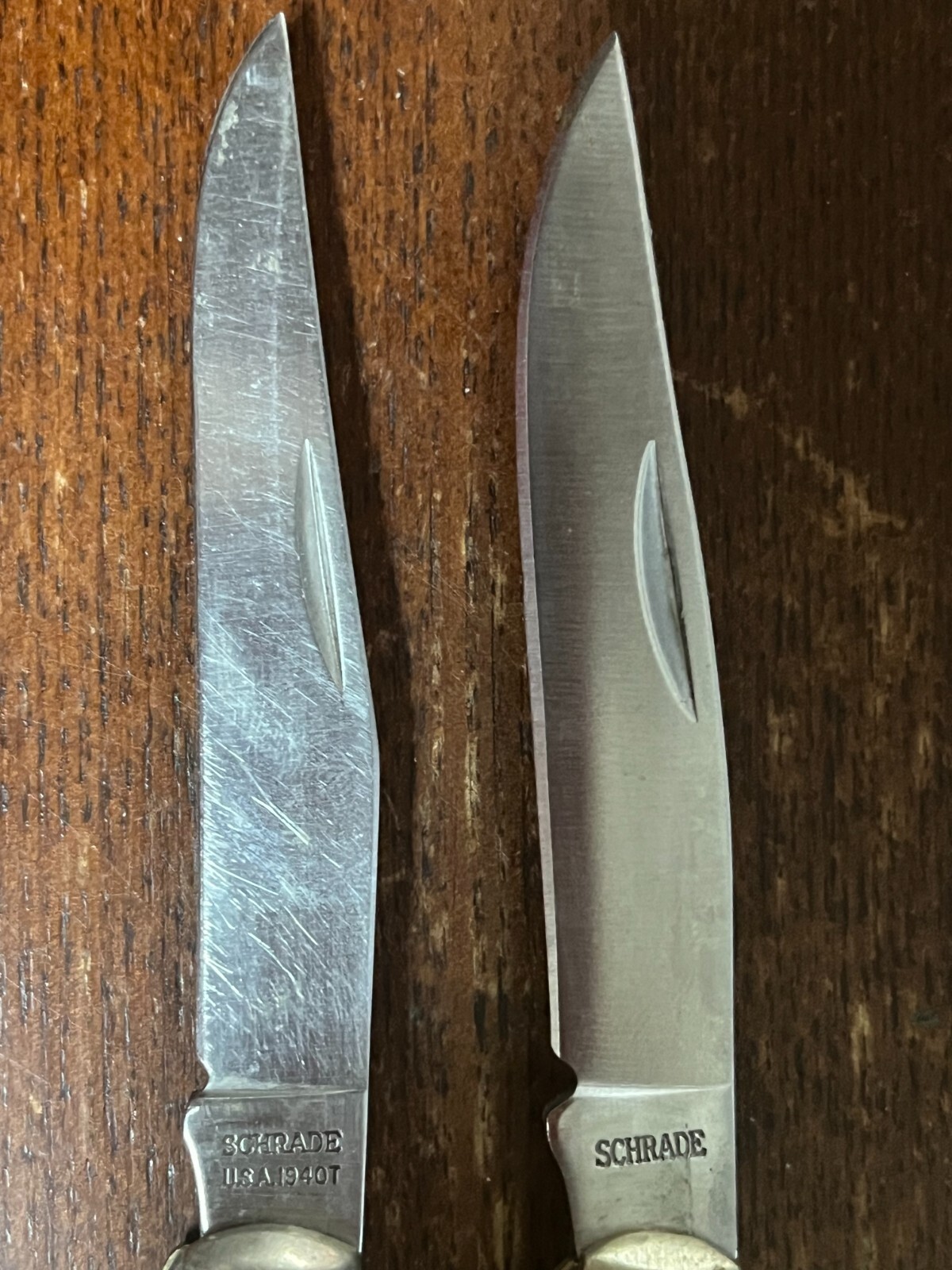 1Vintage/ 1Newer Schrade 194OT Old Timer Gunstock Trapper Lockblade