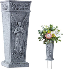 Cemetery Flowers Vase with Spike, Memorial Grave Vase Resin Flowers Holder for H